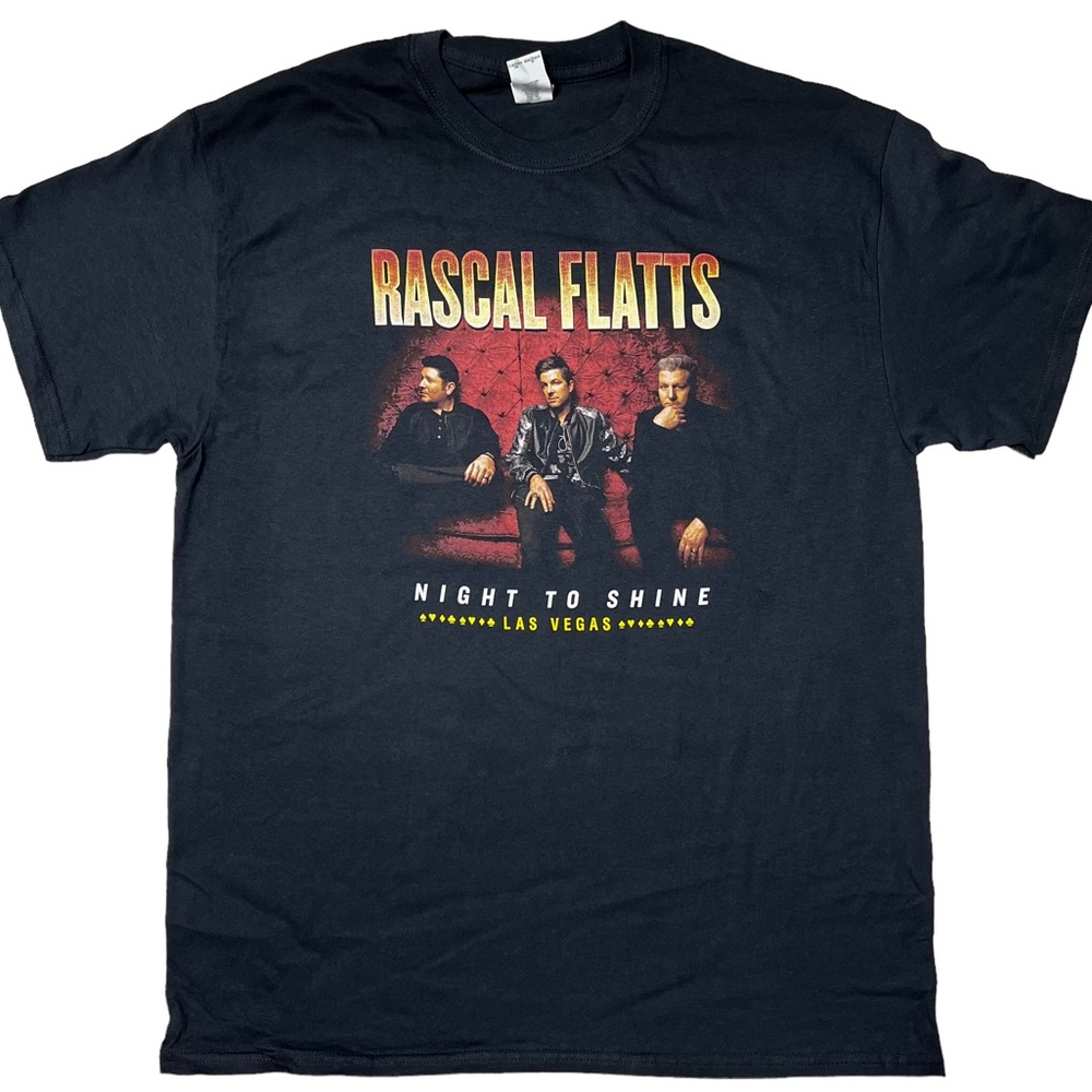 NWOT Rascal Flatts Night to Shine Las Vegas Graphic T-Shirt Black Unisex Sz L